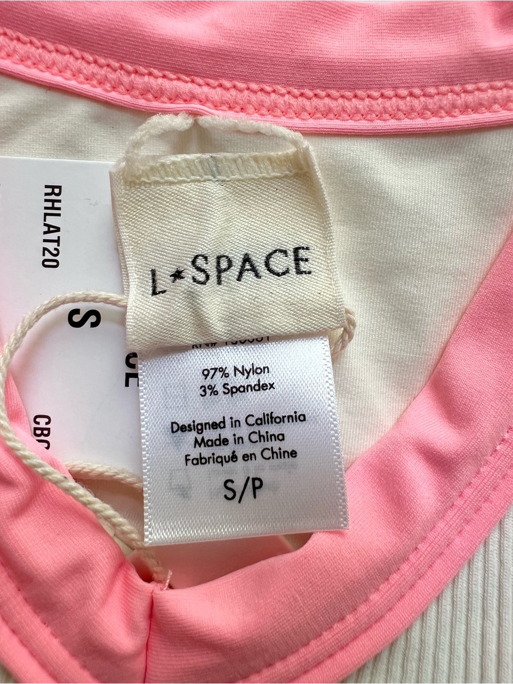 New L*SPace Swim Lala Bikini Top Small Cream Pink - Picture 4 of 8